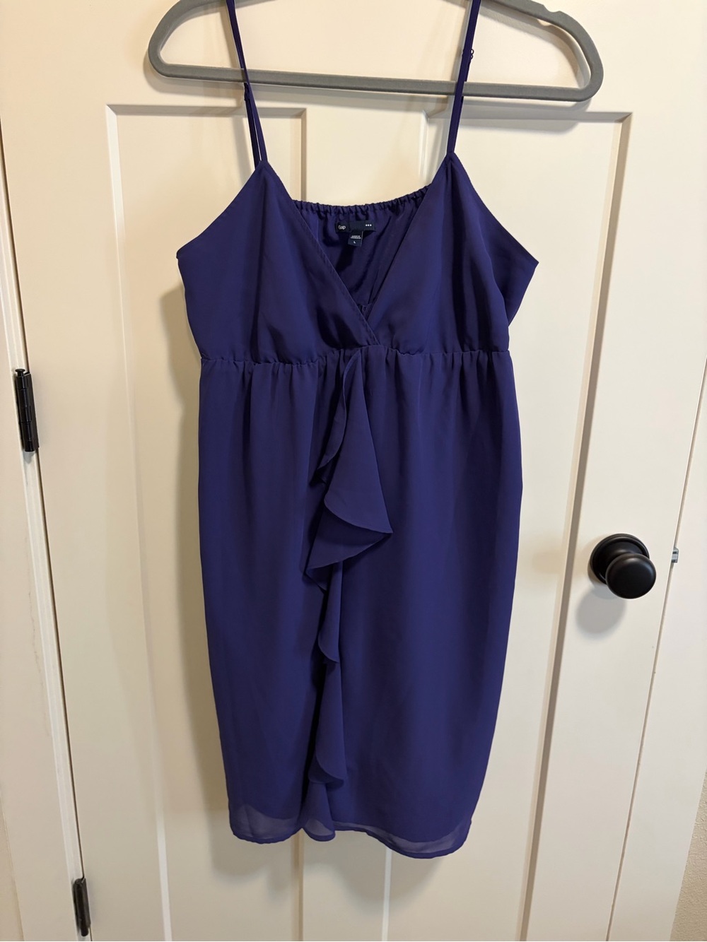 GAP Purple Spaghetti-Strap Ruffle Midi Dress